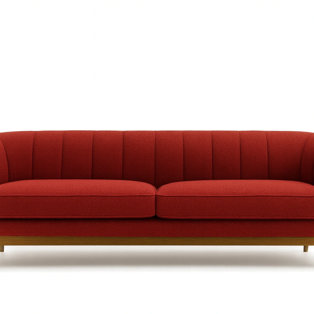 Divano matrimoniale in legno massello e cotone rosso-woodhomecraft